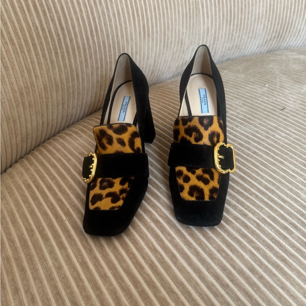Gorgeous, on trend Prada leopard suede loafers.  NWT